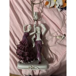 Antique Art Deco Porcelain Man And woman Flamenco Dancing Figurine Lamp